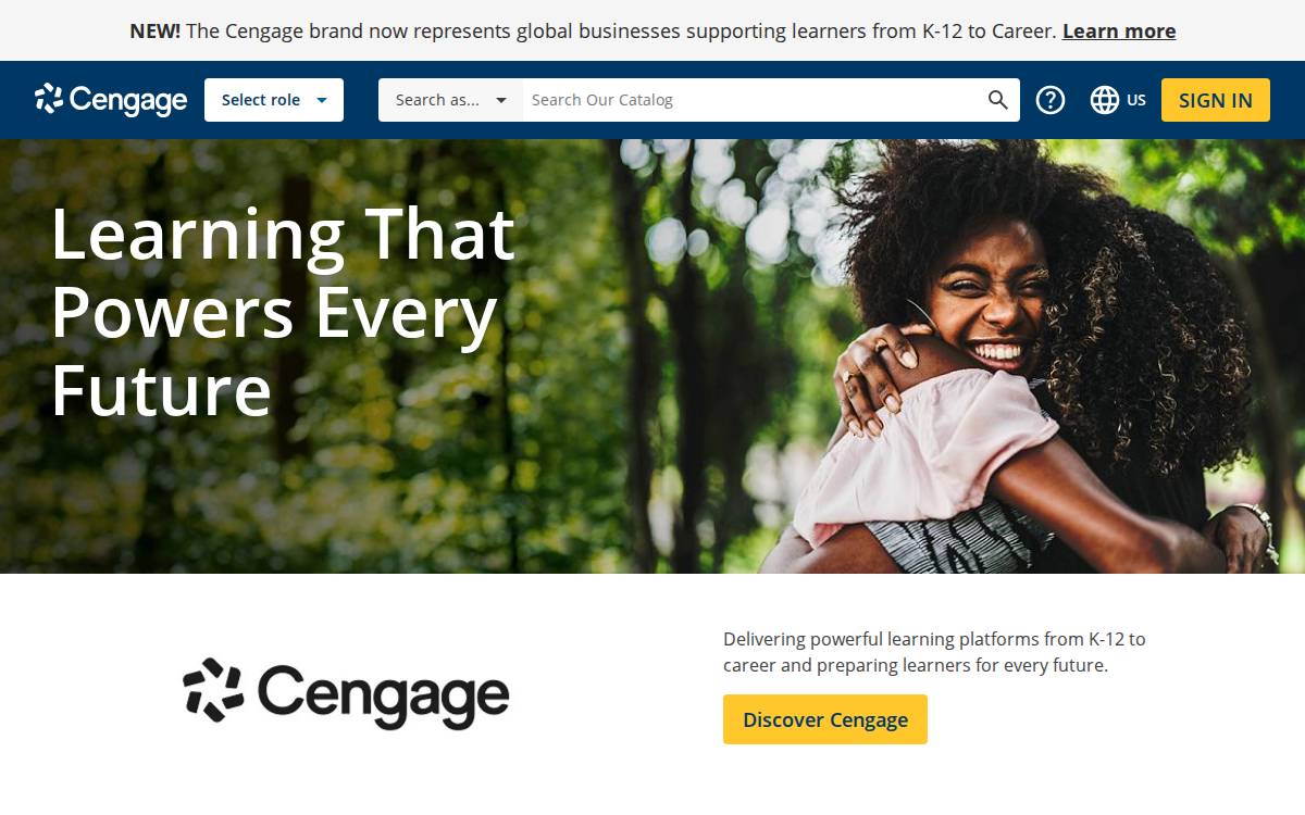 Cengage website preview