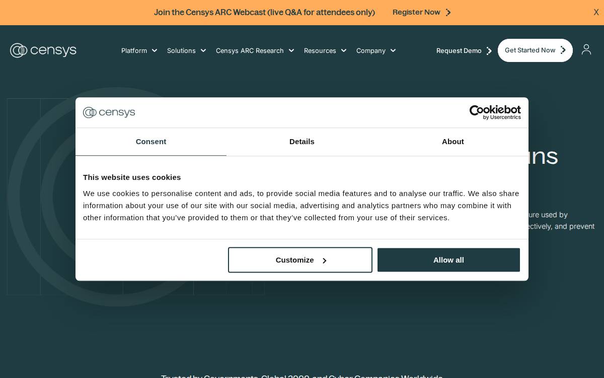 Censys website preview