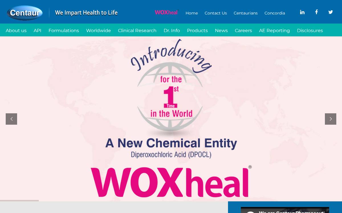 Centaur Pharmaceuticals website preview