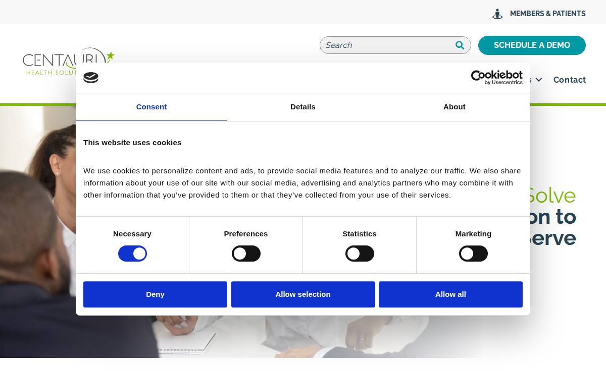 Centauri Health Solutions website preview