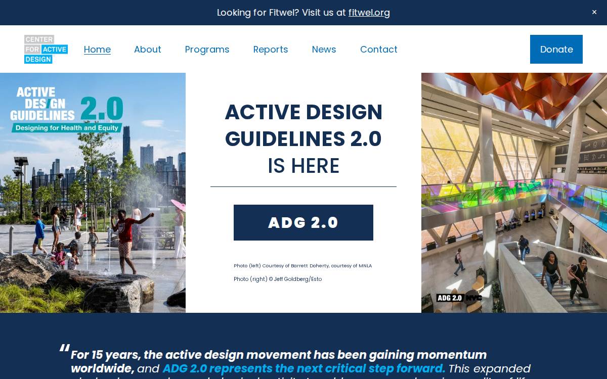 Center for Active Design website preview