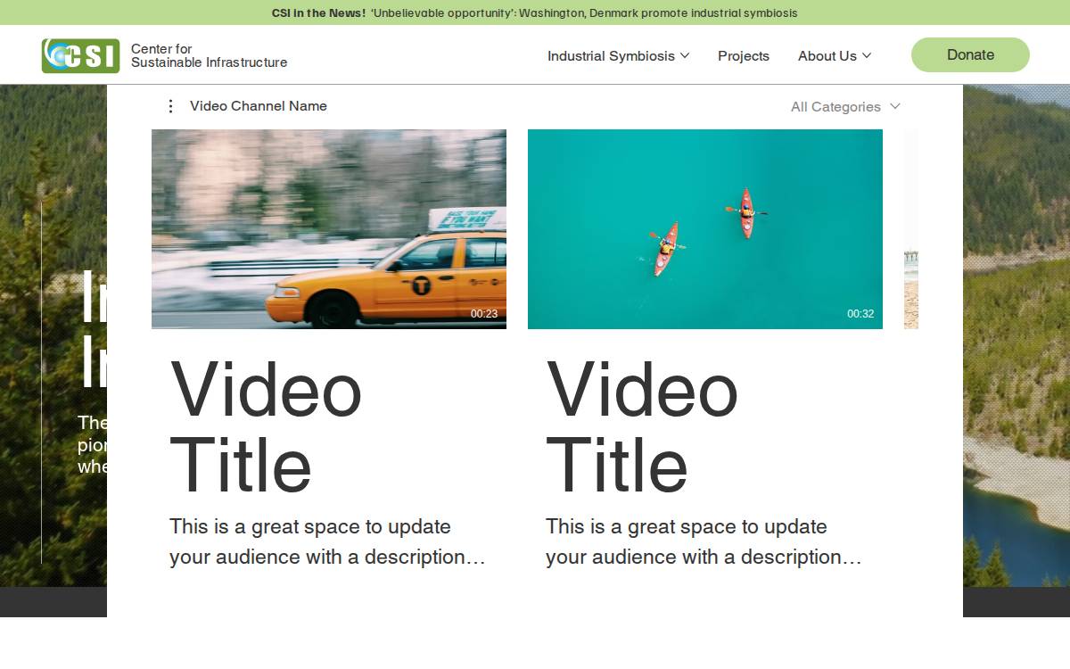 Center for Sustainable Infrastructure website preview