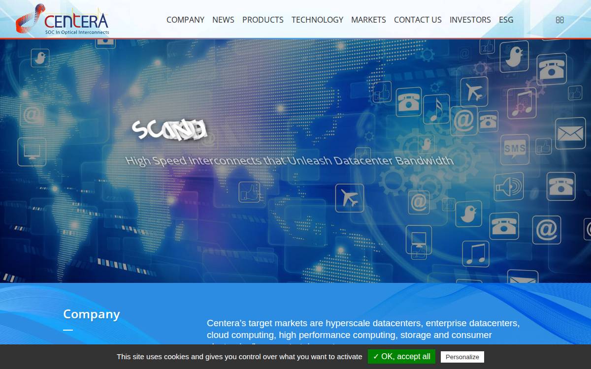 Centera Photonics website preview