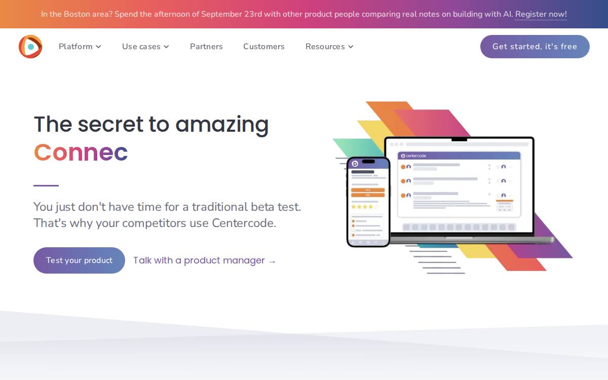 Centercode website preview