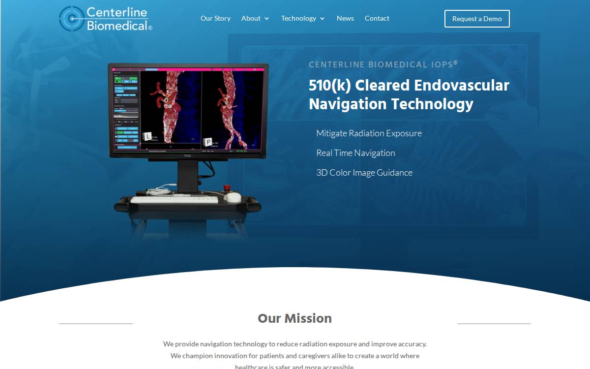 Centerline Biomedical website preview