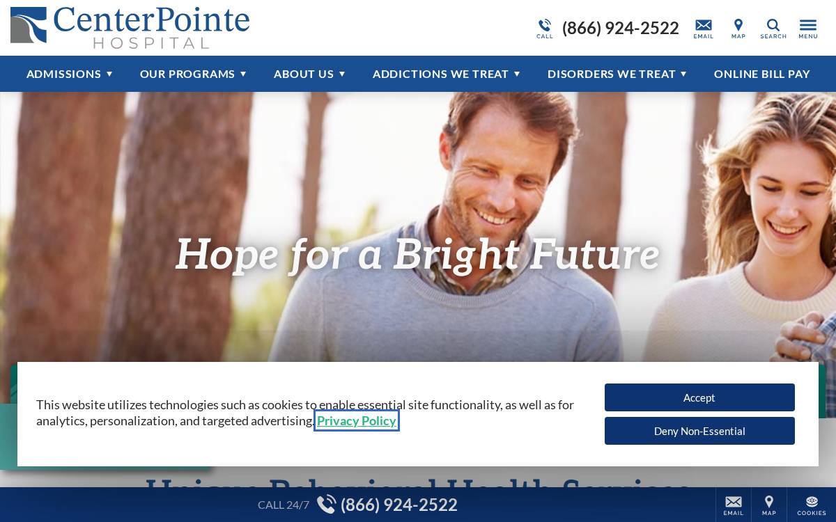 Centerpointe Hospital website preview