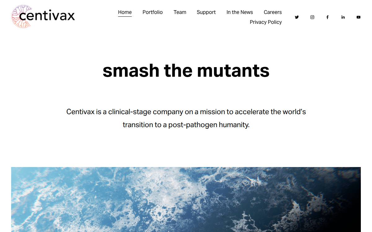 Centivax website preview