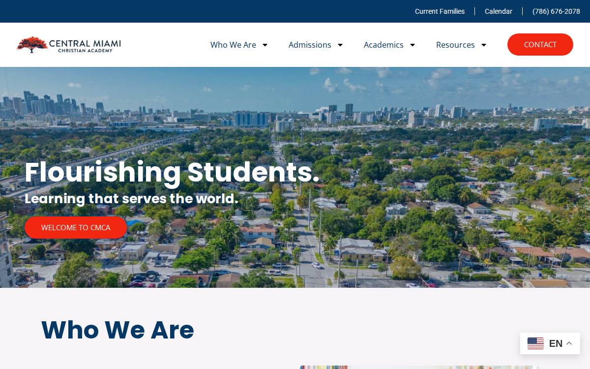 Central Miami Christian Academy website preview