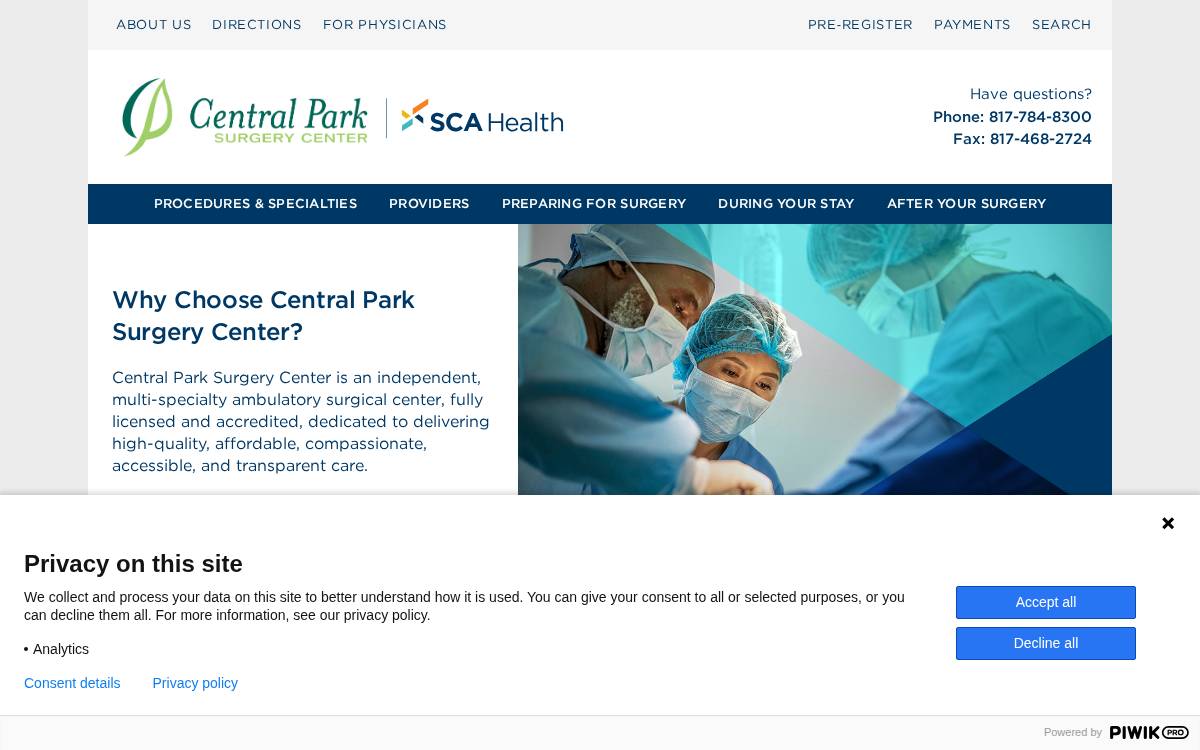 Central Park Surgery Center website preview