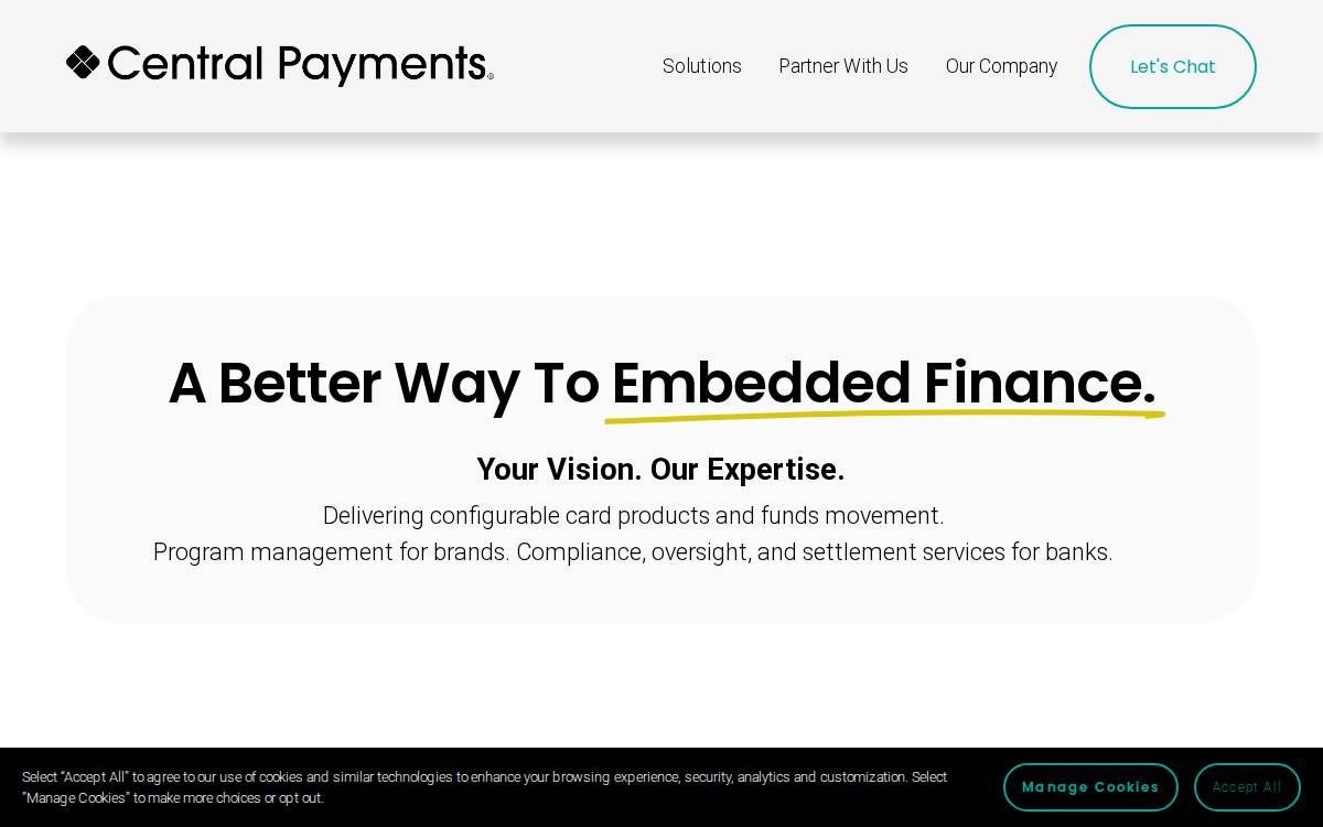 Central Payments website preview
