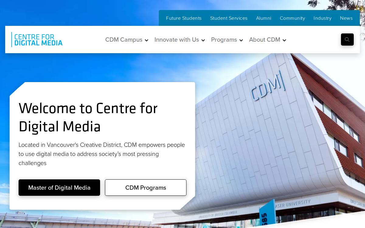 Centre for Digital Media website preview