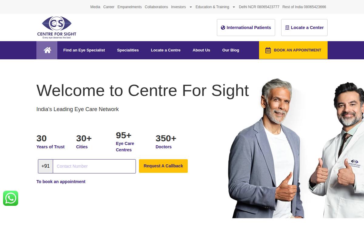Centre For Sight website preview