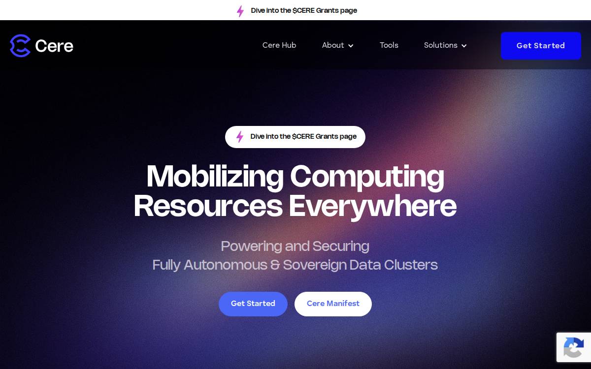 Cere Network Data Cloud website preview
