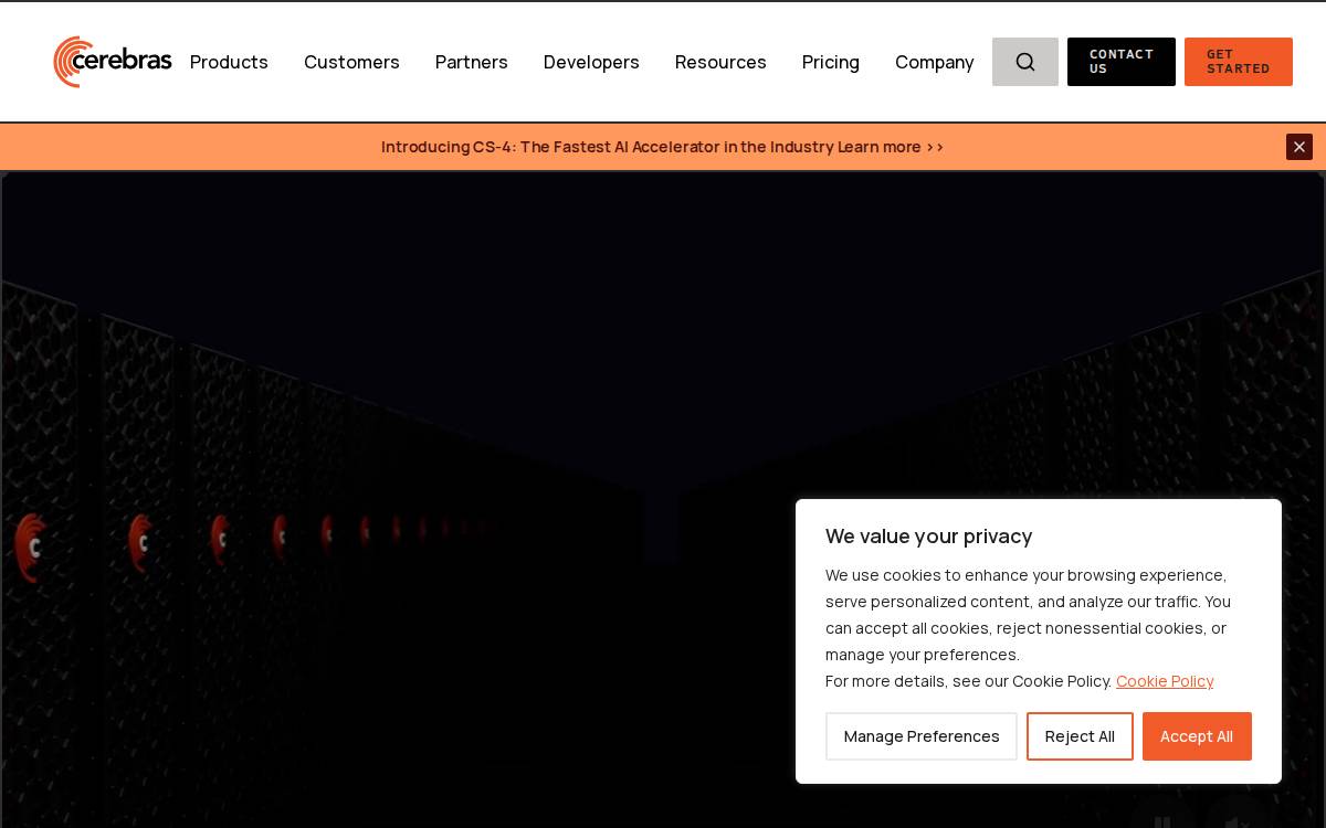 Cerebras Systems website preview