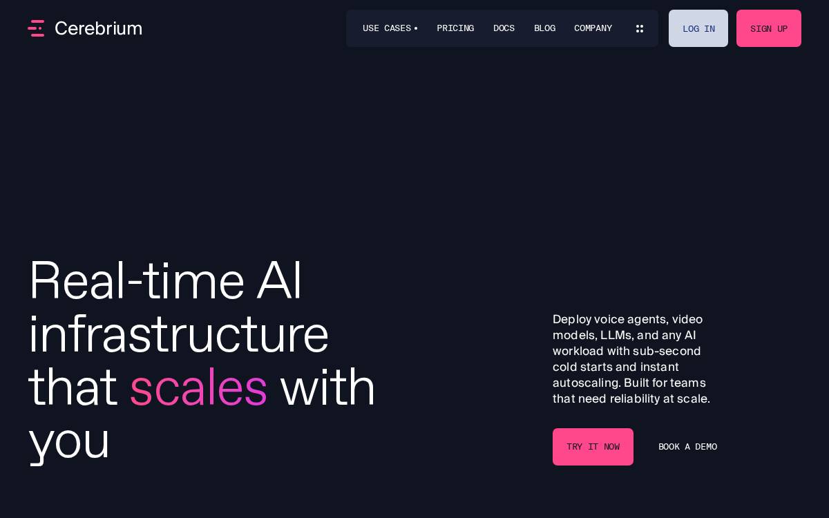 Cerebrium website preview