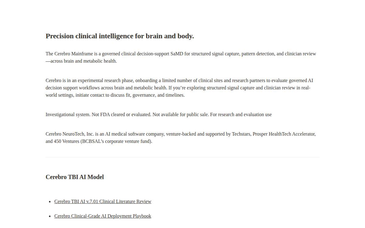 Cerebro NeuroTech website preview