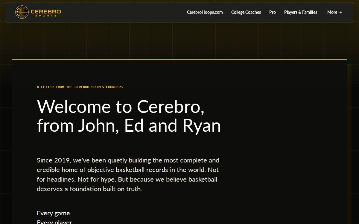 Cerebro Sports website preview