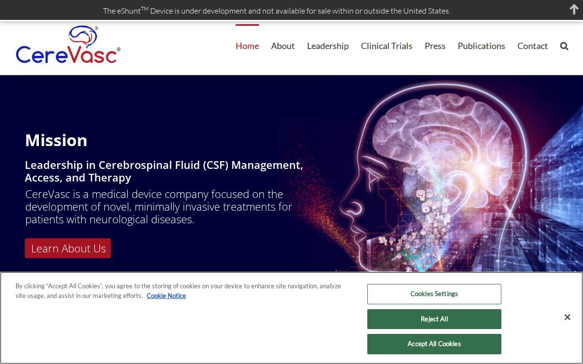 Cerevasc website preview