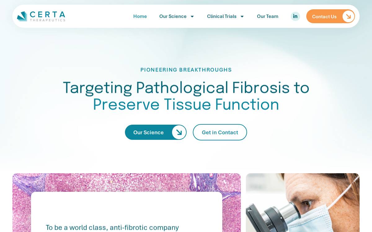 CERTA Therapeutics website preview