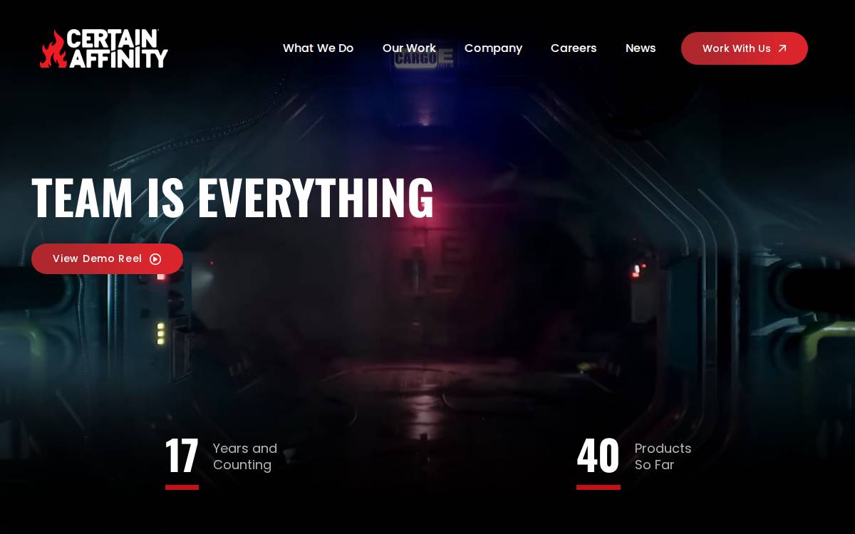 Certain Affinity website preview