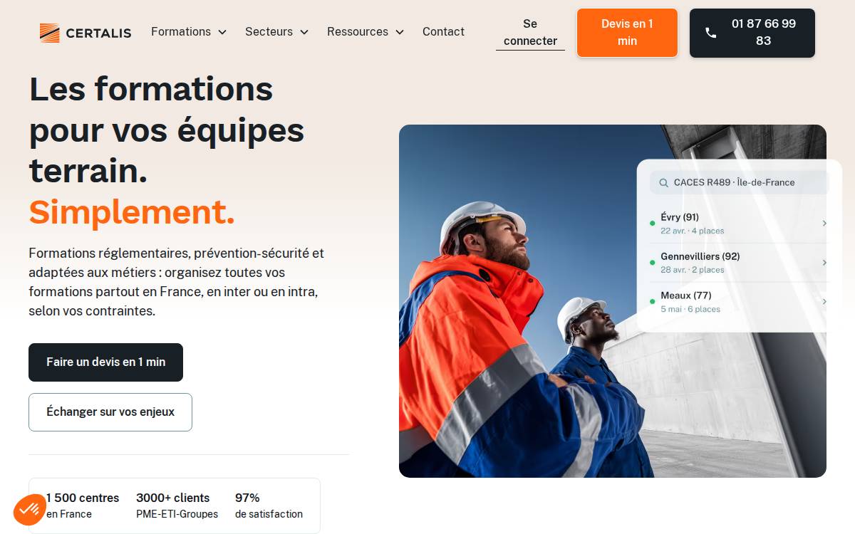 Certalis website preview