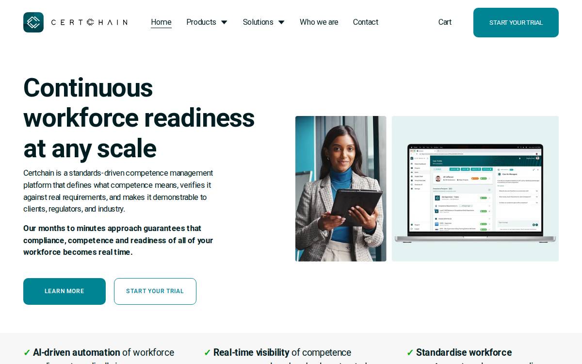 Certchain website preview