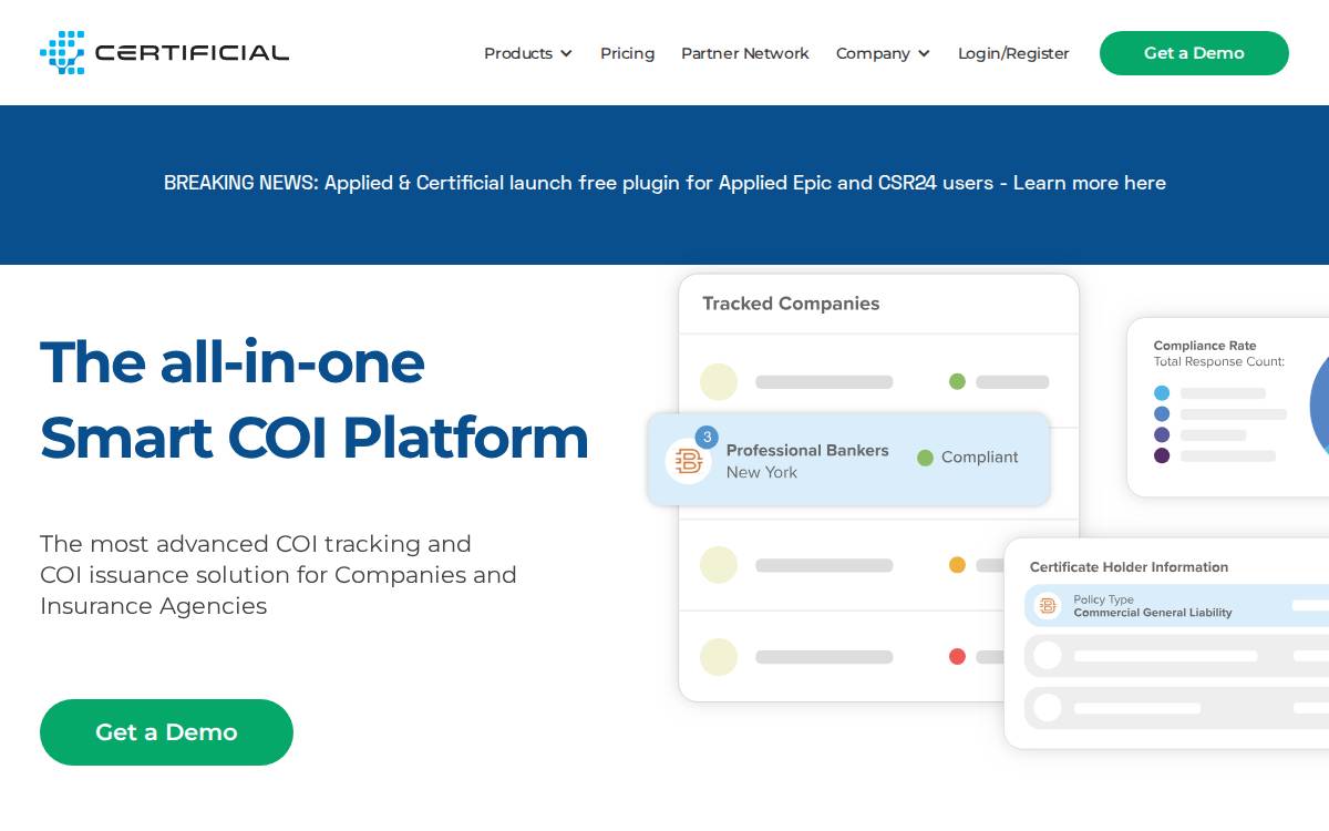 Certificial website preview