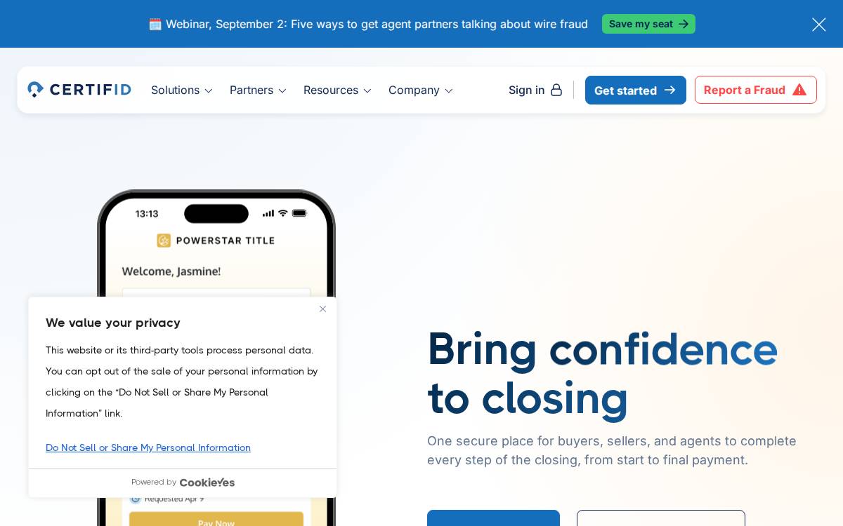 Certifid website preview