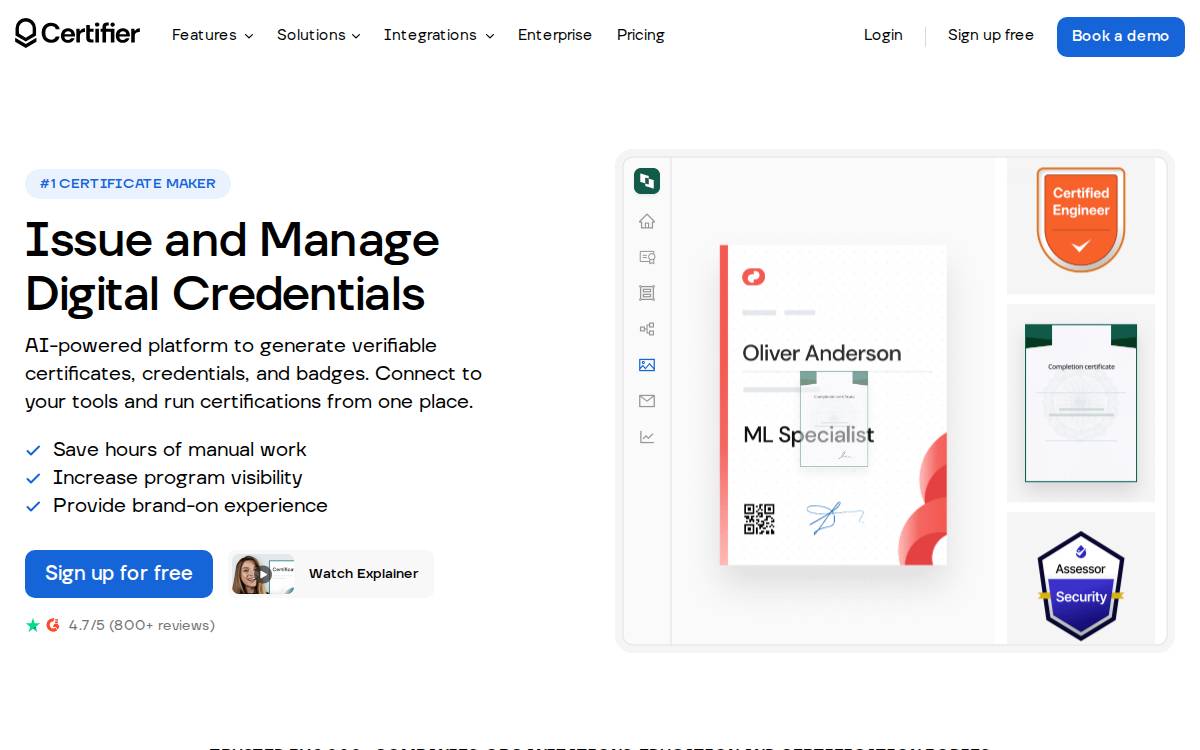 Certifier website preview