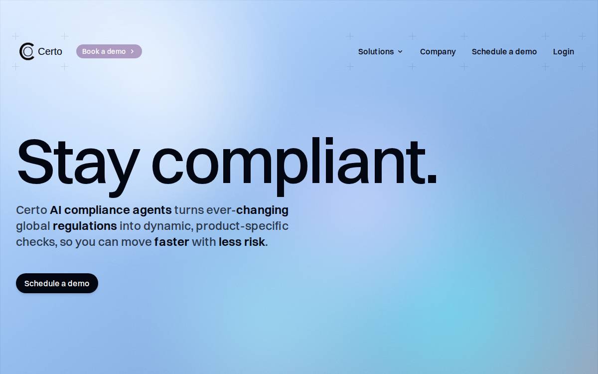 Certo website preview