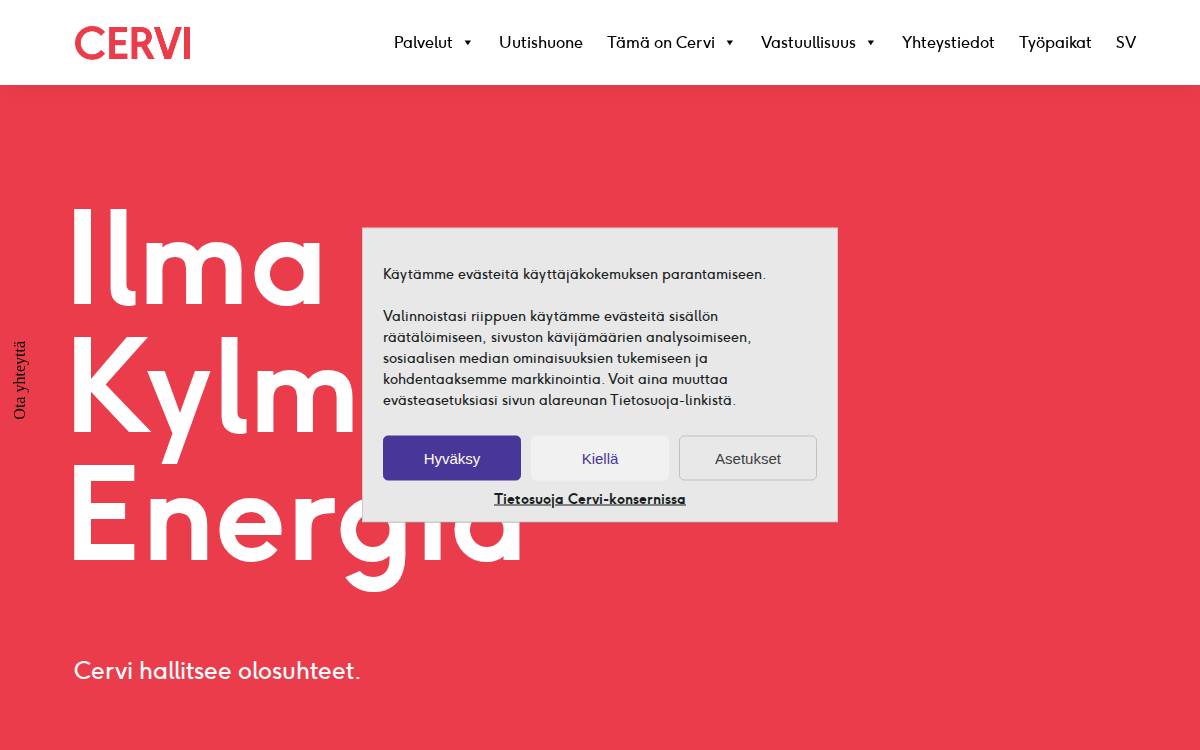 CERVI talotekniikka website preview