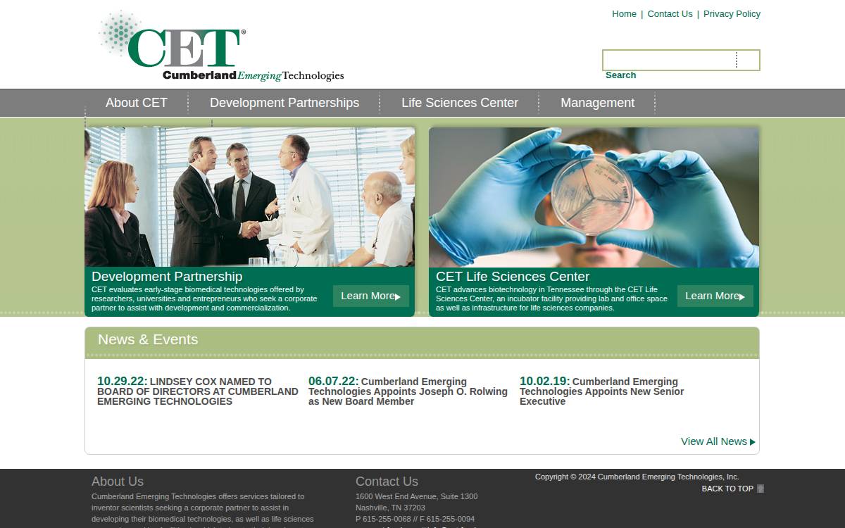 CET website preview