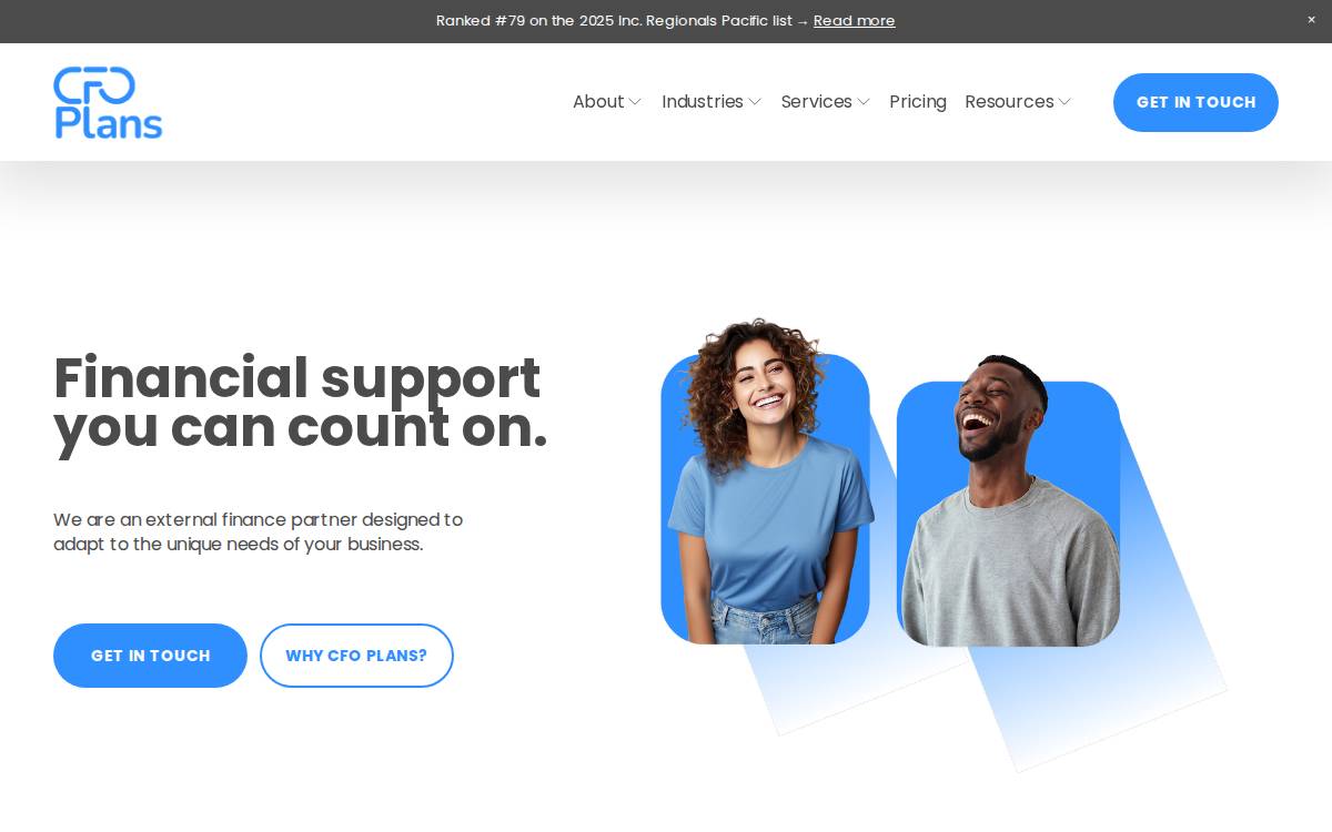 CFO Plans website preview