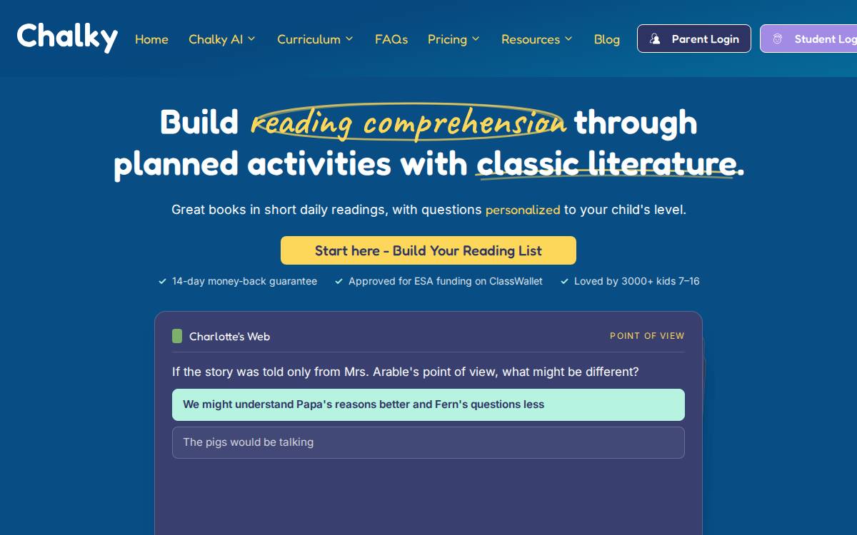 Chalky website preview