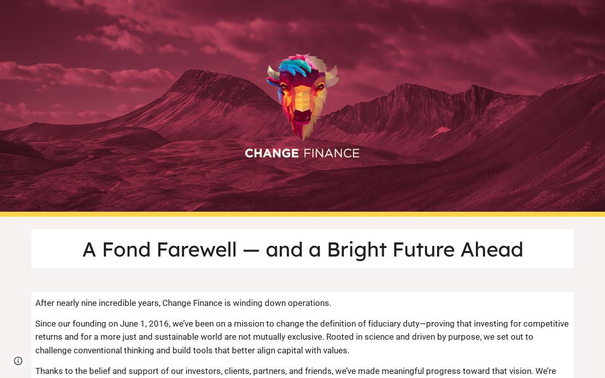 Change Finance website preview