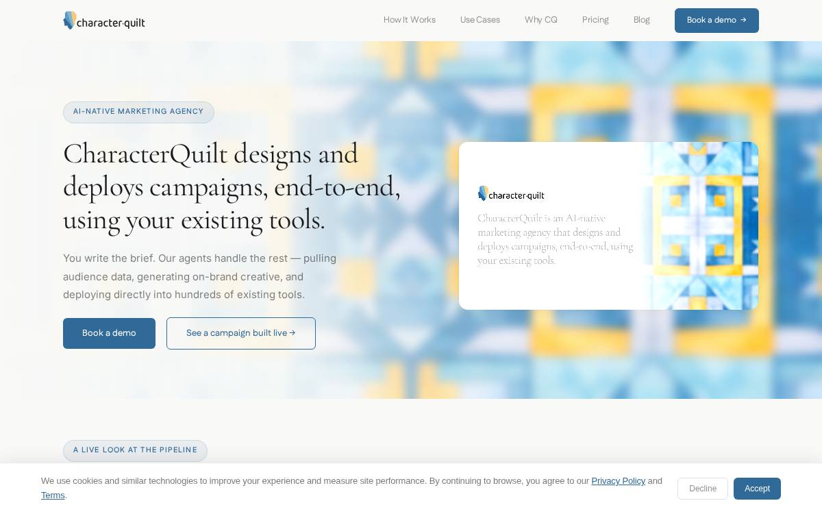 CharacterQuilt website preview