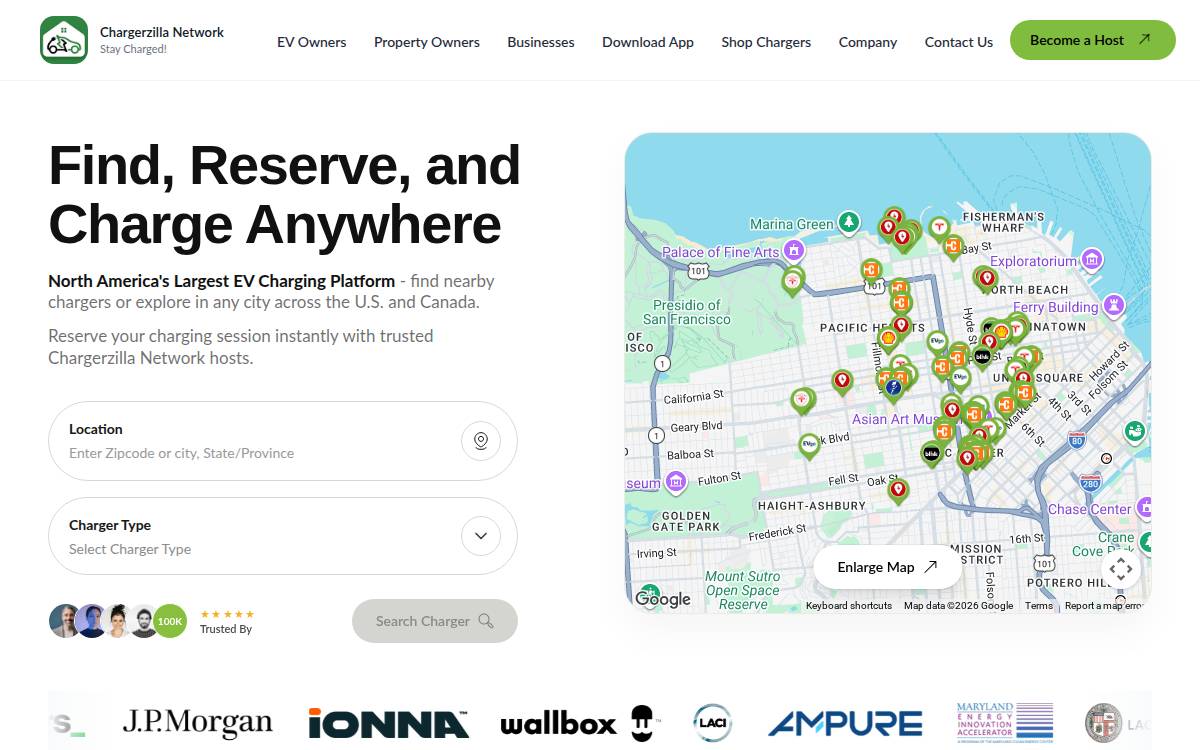 Chargerzilla website preview