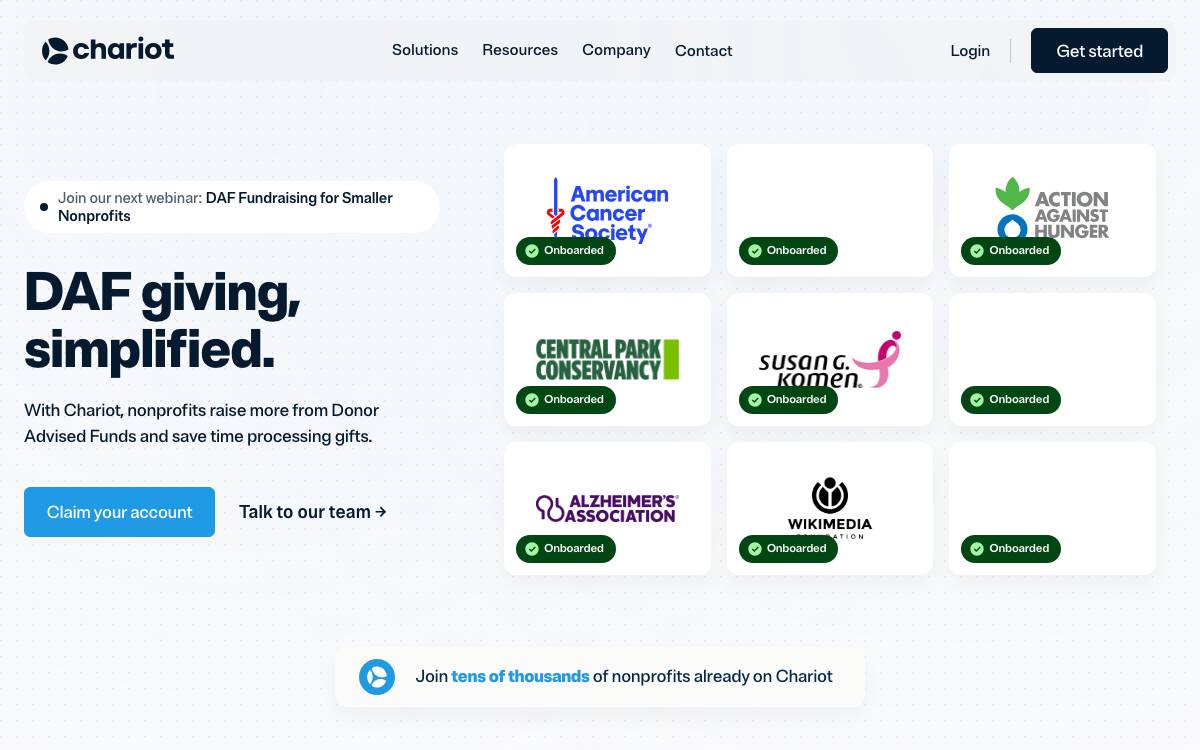 Chariot website preview