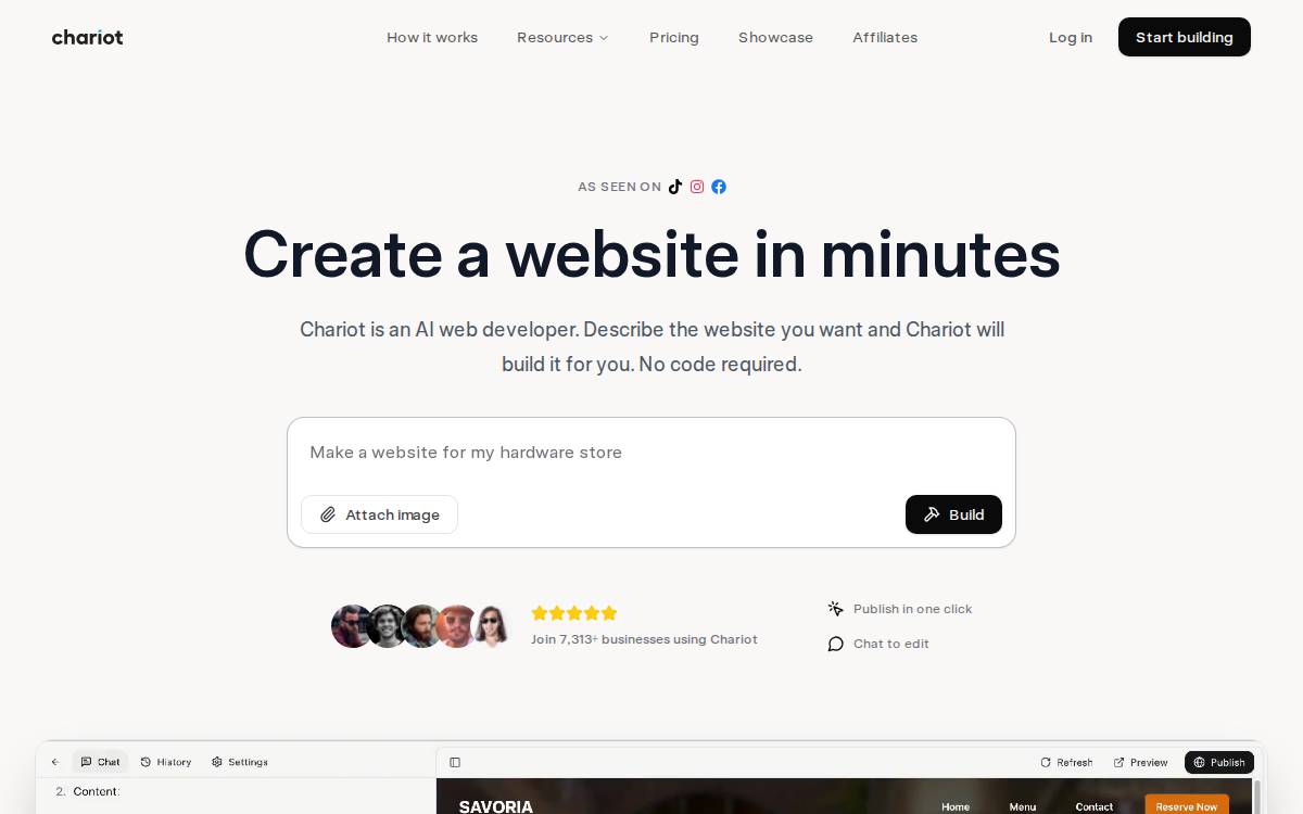 Chariotai website preview