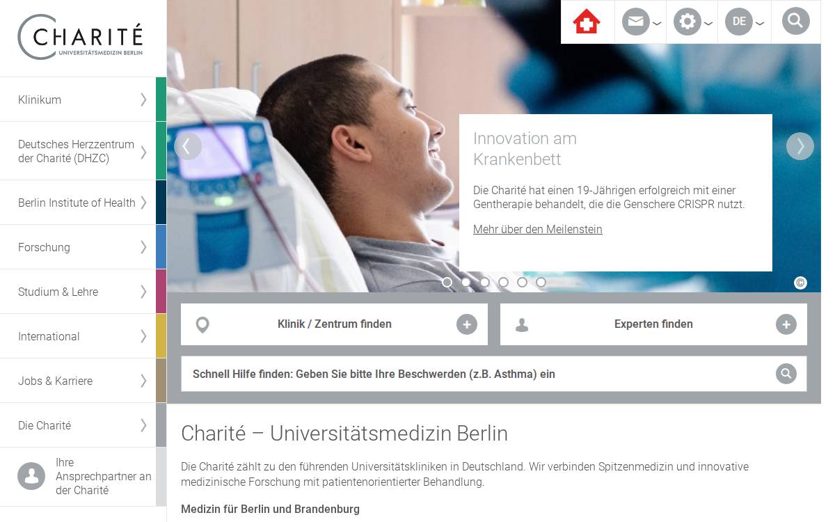 Charite website preview