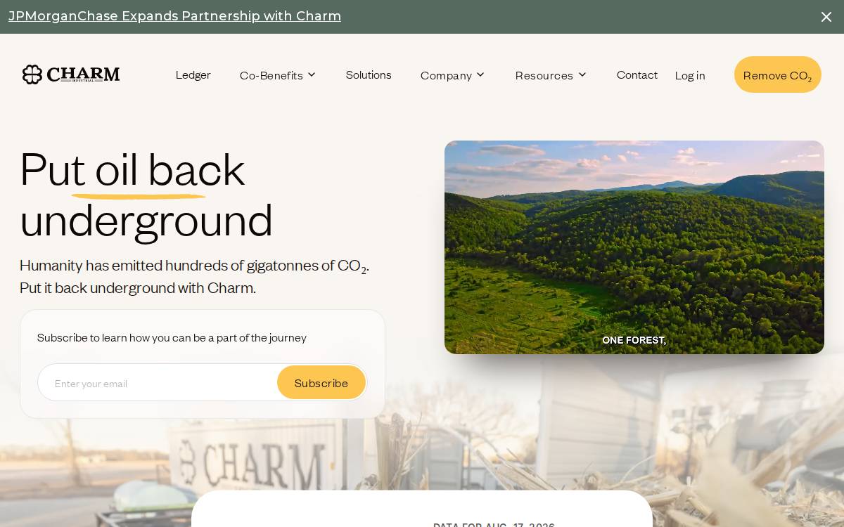 Charm Industrial website preview