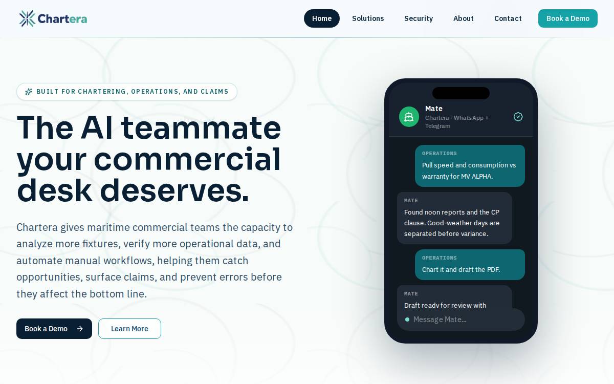 Chartera website preview