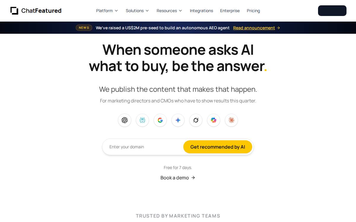 Chatfeatured website preview