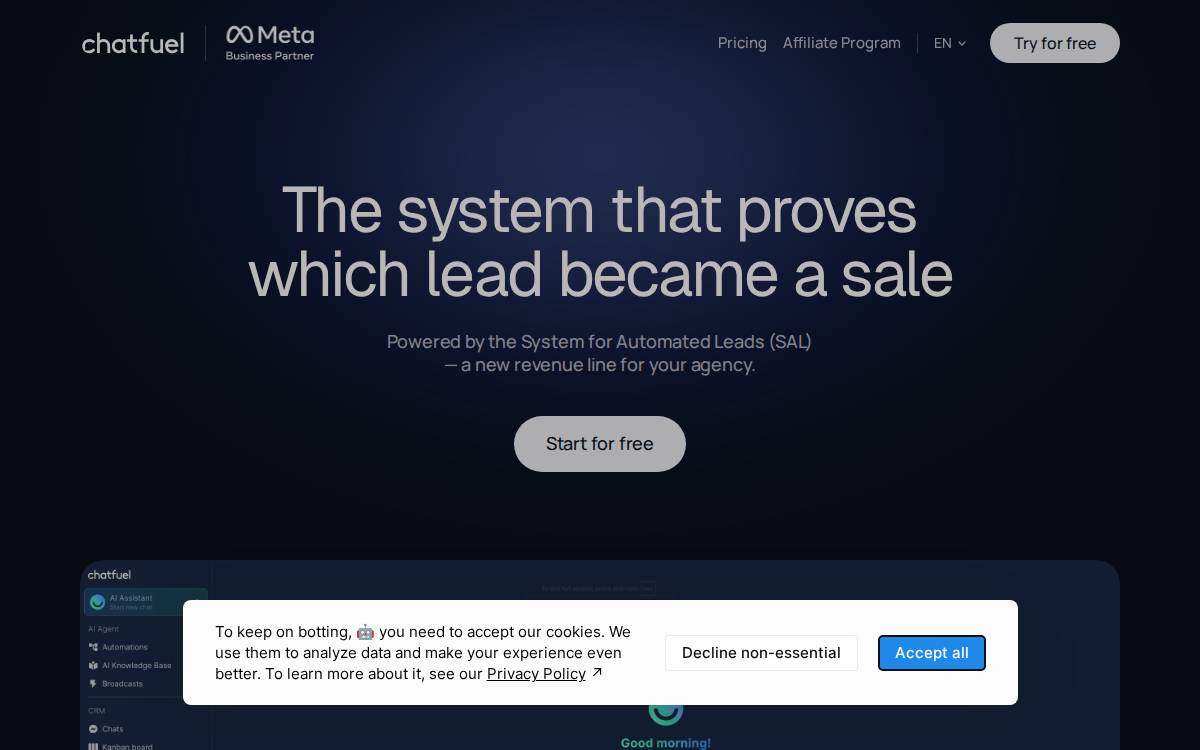 Chatfuel website preview