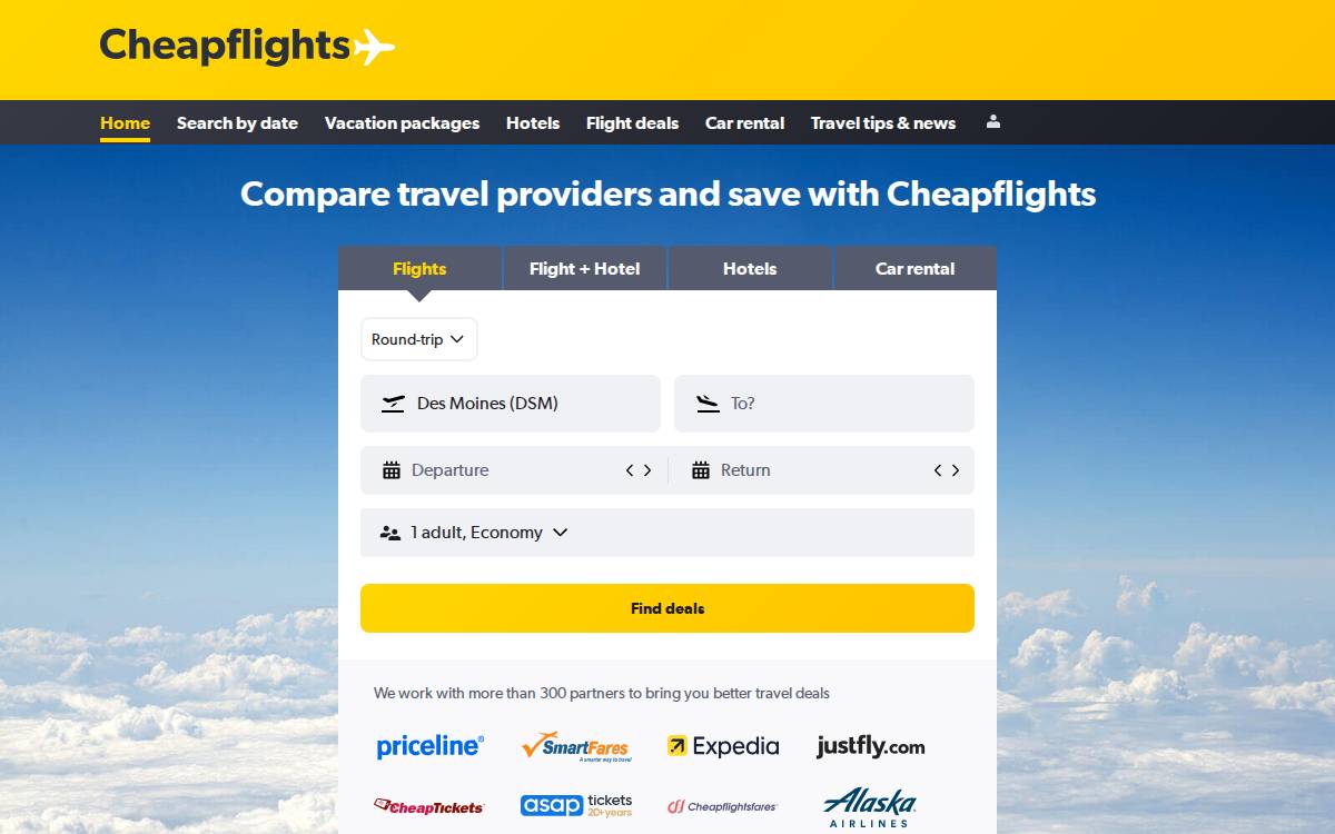 Cheapflights website preview