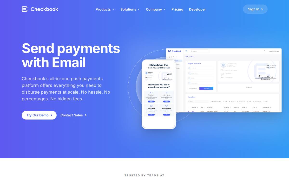 Checkbook website preview