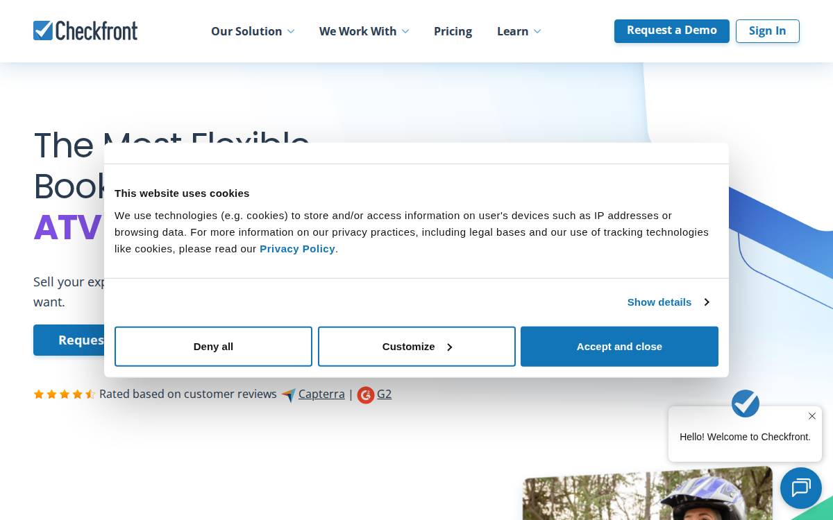 Checkfront website preview