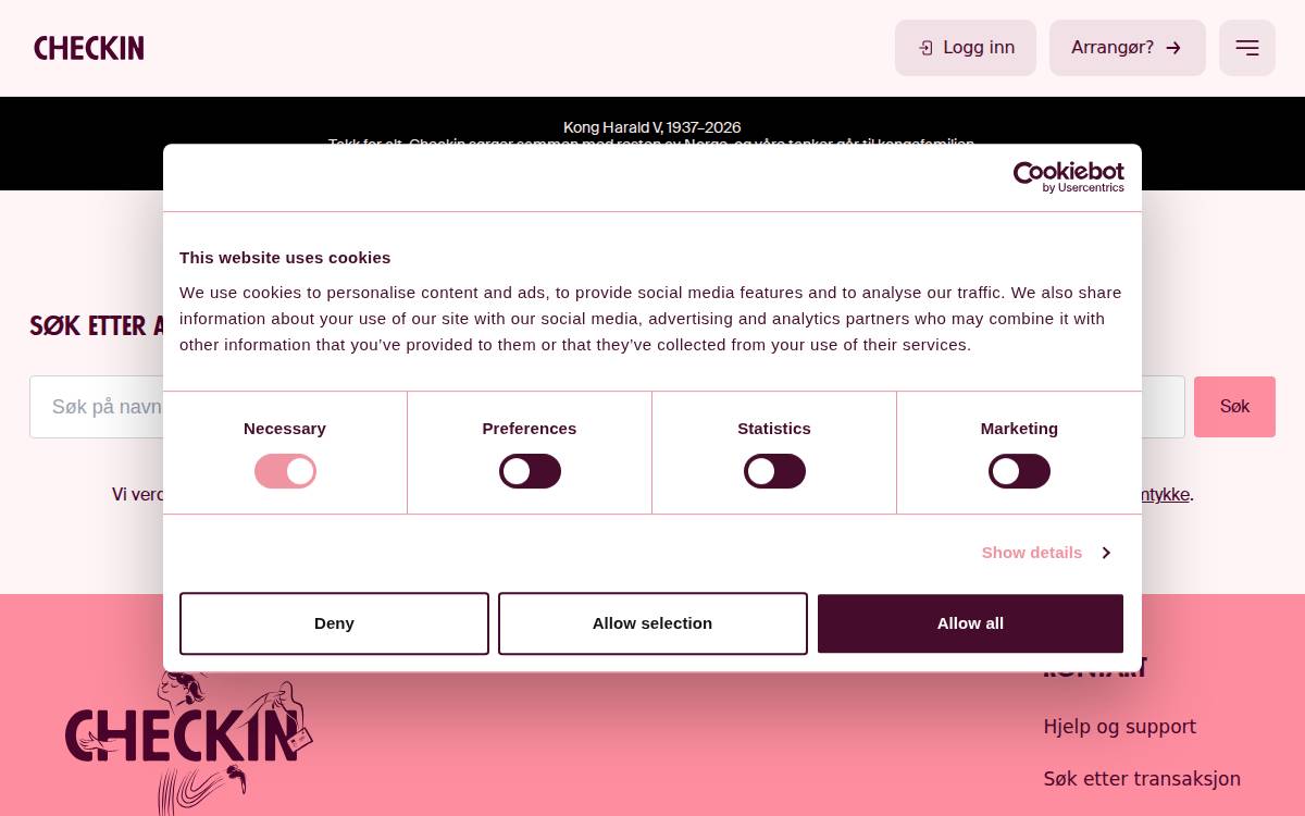 Checkin website preview