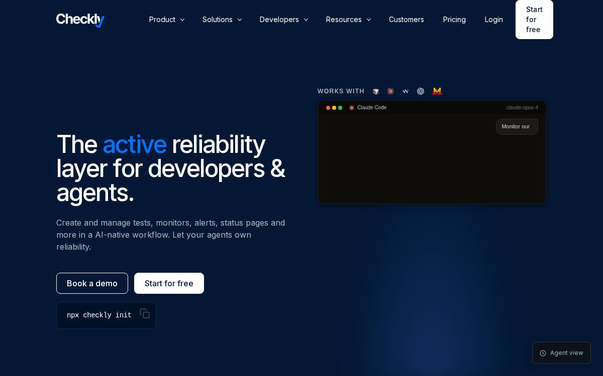 Checkly website preview