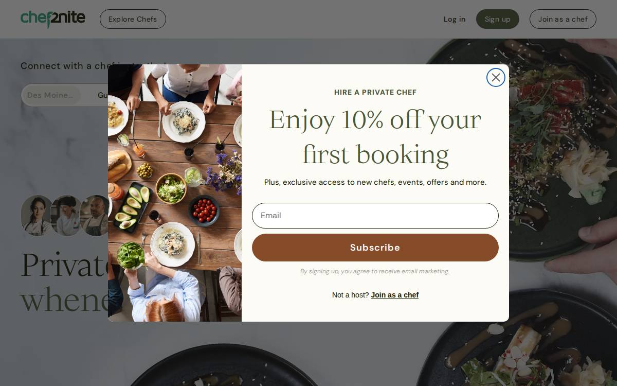 Chef2nite website preview